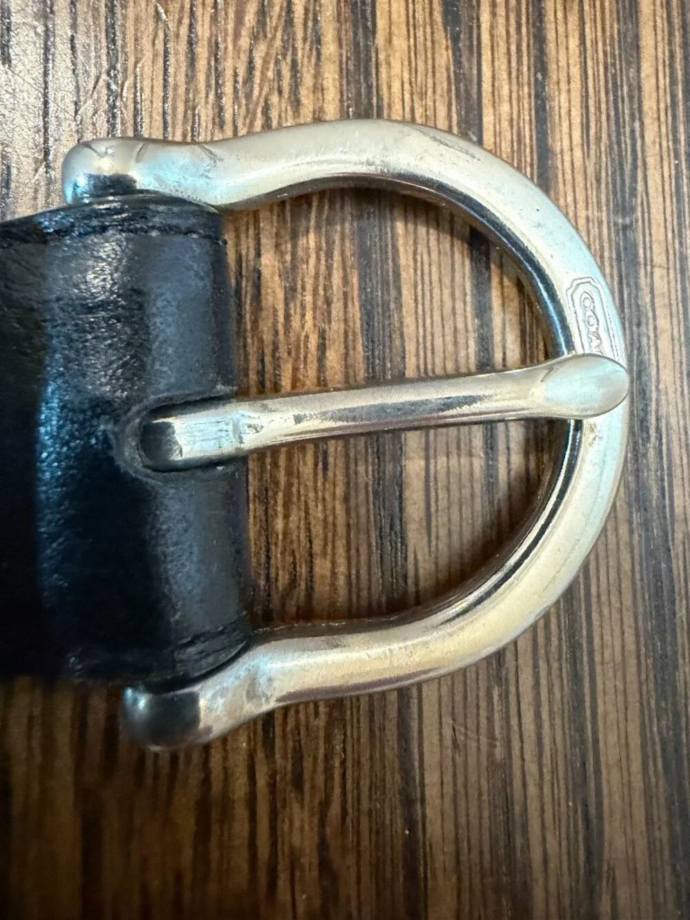 Coach Black Italian Leather Belt Solid Brass Silver Tone Buckle 40